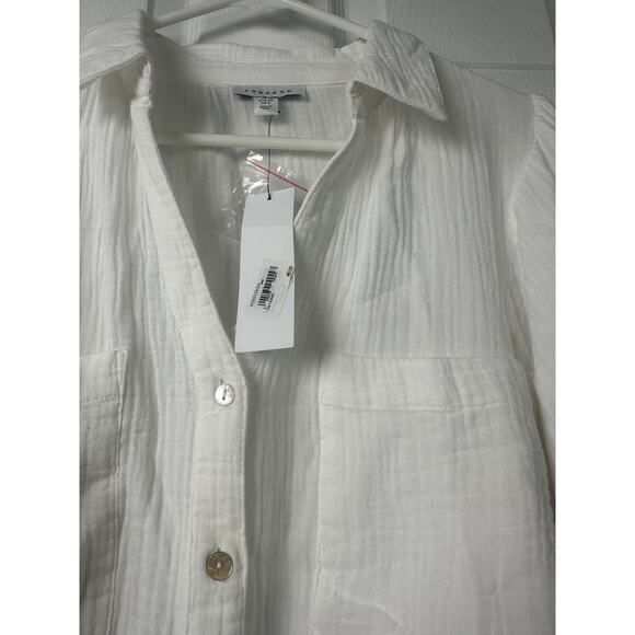 Topshop Longline Oversized Cheesecloth Shirt - White - Size 6 - NWT - Picture 4 of 8